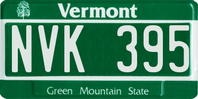 VT license plate NVK395