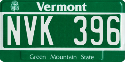 VT license plate NVK396