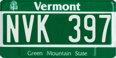 VT license plate NVK397