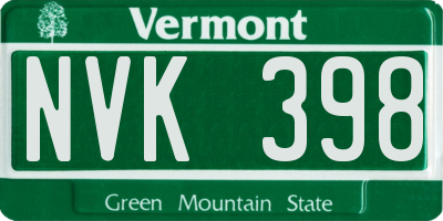 VT license plate NVK398