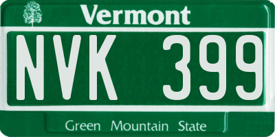 VT license plate NVK399