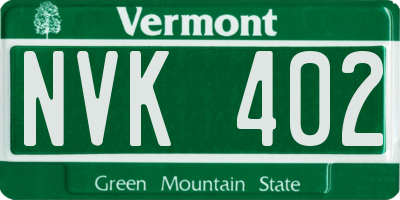 VT license plate NVK402
