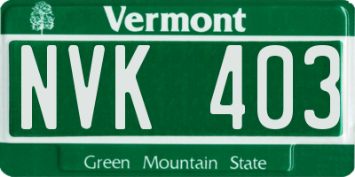 VT license plate NVK403