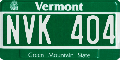 VT license plate NVK404