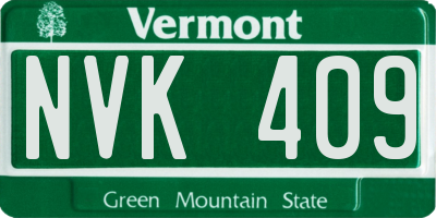 VT license plate NVK409