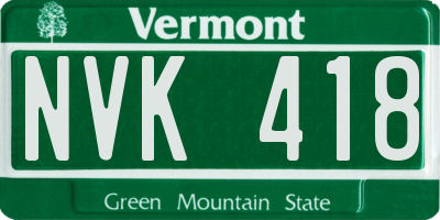VT license plate NVK418