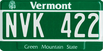 VT license plate NVK422