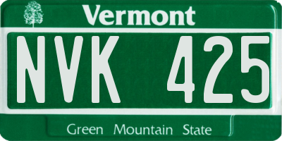 VT license plate NVK425