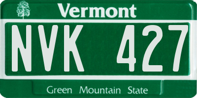 VT license plate NVK427