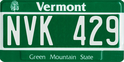 VT license plate NVK429