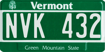 VT license plate NVK432