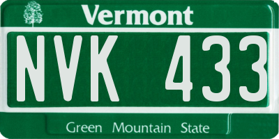 VT license plate NVK433
