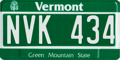 VT license plate NVK434
