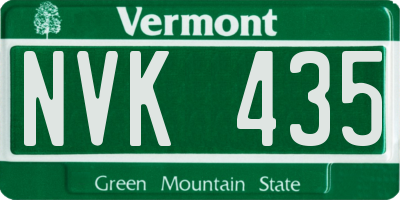 VT license plate NVK435