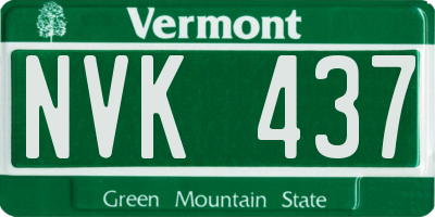 VT license plate NVK437