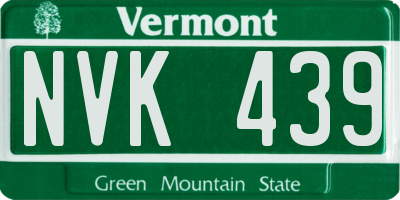 VT license plate NVK439