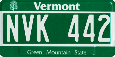 VT license plate NVK442