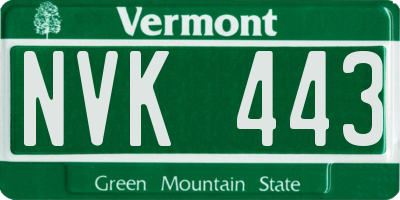VT license plate NVK443