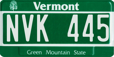 VT license plate NVK445