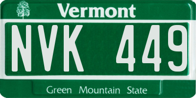 VT license plate NVK449