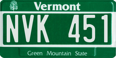 VT license plate NVK451