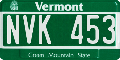 VT license plate NVK453