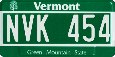 VT license plate NVK454