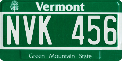 VT license plate NVK456