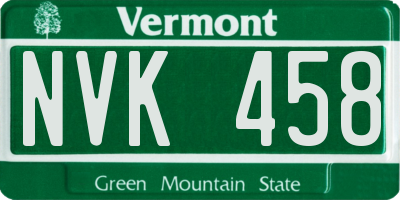 VT license plate NVK458