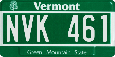 VT license plate NVK461