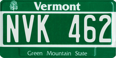 VT license plate NVK462
