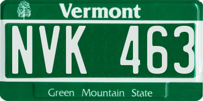VT license plate NVK463