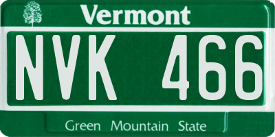 VT license plate NVK466