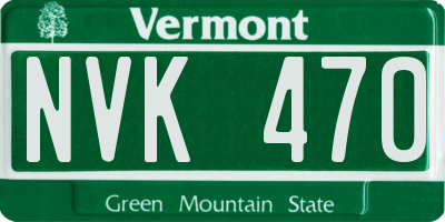 VT license plate NVK470