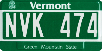 VT license plate NVK474