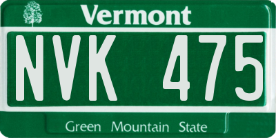VT license plate NVK475