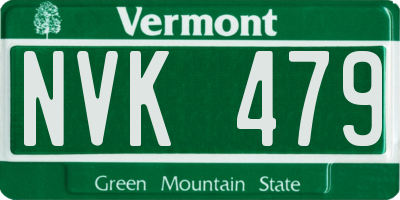 VT license plate NVK479
