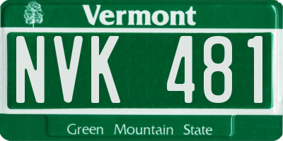 VT license plate NVK481