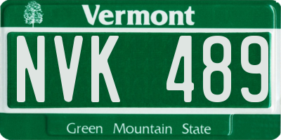 VT license plate NVK489