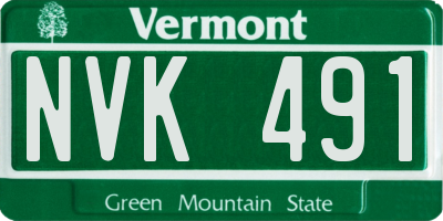 VT license plate NVK491