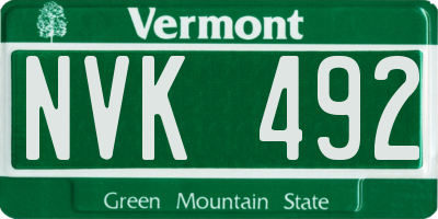 VT license plate NVK492