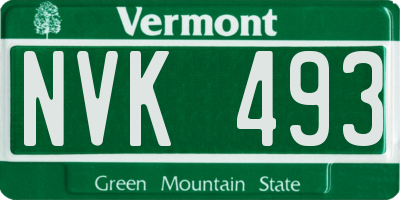 VT license plate NVK493