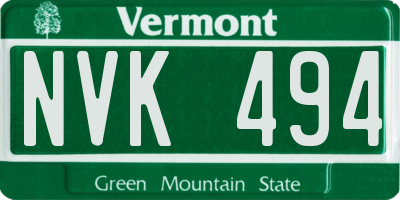 VT license plate NVK494