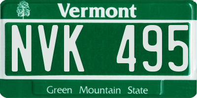 VT license plate NVK495