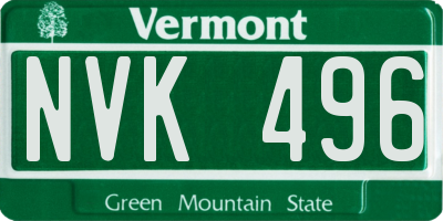 VT license plate NVK496