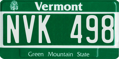 VT license plate NVK498