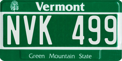 VT license plate NVK499