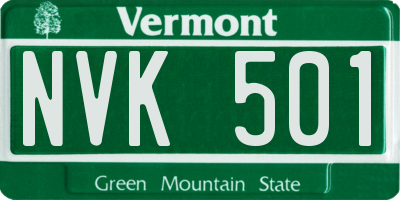 VT license plate NVK501