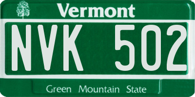 VT license plate NVK502