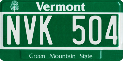 VT license plate NVK504
